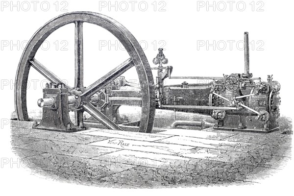Steam engine, Cail machine, J. F. Cail u. Comp., around 1860, historical, digitally improved reproduction of a 19th century model