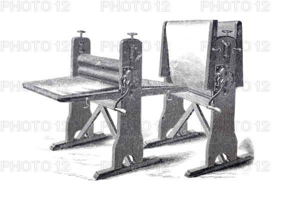 Household, American washer and flattener, by M. Lesley from New York, Historical, digitally enhanced reproduction of a model from around 1860