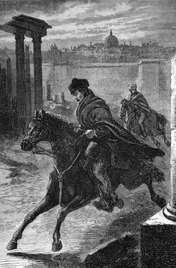 Prince Charles, commonly known as Bonnie Prince Charlie or the young pretender to the throne, fled Rome in 1743, digital reproduction of a historical model