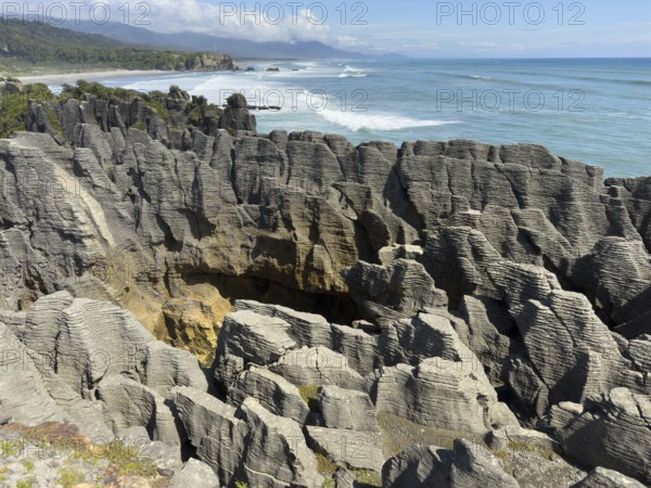 Pancake Rocks in Paparoa National Park, South Island, New Zealand, Oceania