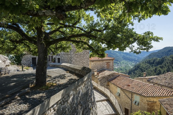 Picturesque medieval mountain village, Peillon, near Monaco, Cote d'Azur, Alpes-Maritimes, Provence-Alpes-Cote-d'Azur, South of France, France