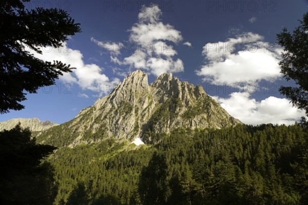The Els Encantats mountain range in the Aigüestortes i Estany de Sant Maurici National Park, Catalonia, Spain