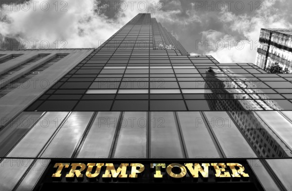 Trump Tower with lettering residential and office building, New York City, USA