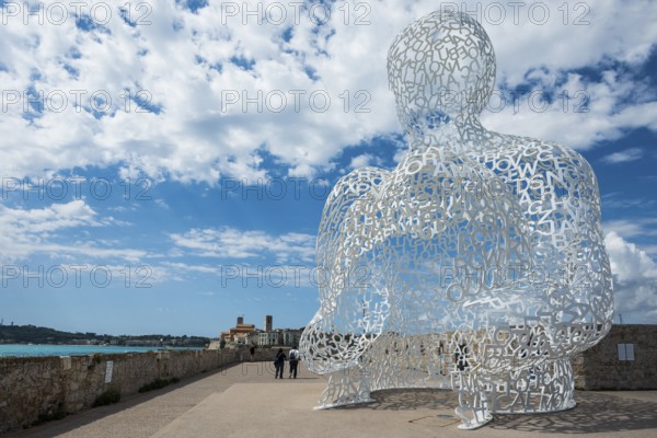Sculpture made of letters, Le Nomade, artist Jaume Plensa, Antibes, Provence Alpes Côte d'Azur, South of France, France