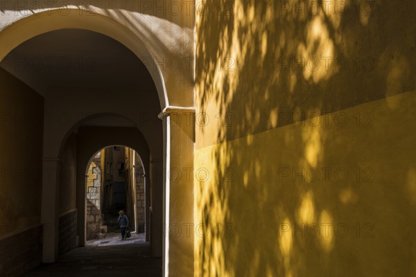 Picturesque alley in the old town, Grasse, Alpes Maritimes, Provence Alpes Cote d'Azur, French Riviera, South of France, France