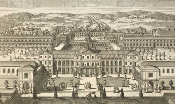 Ducal-Braunschweig pleasure palace at Salzdahlen, Salzdahlum, garden side, Lower Saxony, Germany, around 1880, digitally restored reproduction of a 19th century illustration, historical, exact date unknown