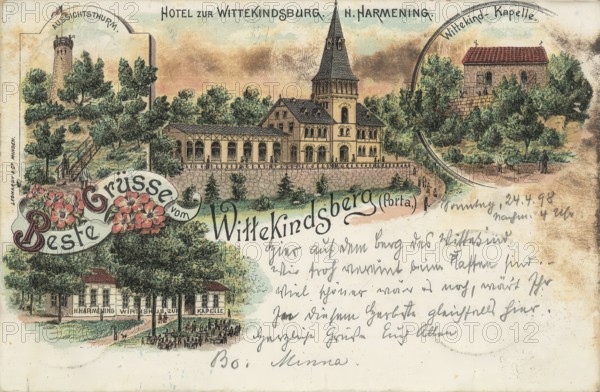 Historical postcard, picture postcard, Wittekindsberg (Porta), North Rhine-Westphalia, Germany, digitally enhanced reproduction of an original from around 1900, picture postcard