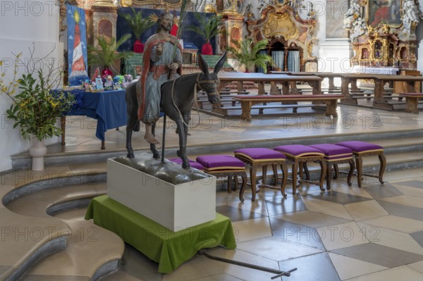 Palmesel in the Basilica of St Alexander and St Theodor, Sebastian-Kneipp-Straße 1, Ottobeuren, Unterallgäu, Bavaria, Germany