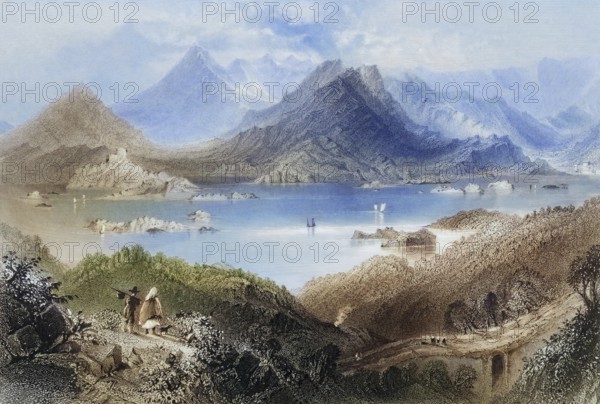 Glengariff, County Cork, Ireland, from the Landscape and Antiquities of Ireland, 1841, digital reproduction of a historical model