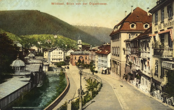 Historical postcard, picture postcard, Wildbad, Bad Wildbad, Baden-Württemberg, Germany, digitally enhanced reproduction of an original from around 1900, picture postcard