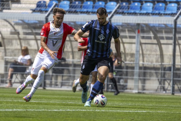 Waldhof Mannheim v FC Emmen, Netherlands (last test match in front of the start of the new season) ***On the ball: Tim Sechelmann (4, Mannheim)