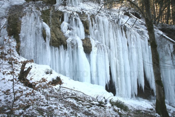 Tourist attraction, icicles in the Eistobel near Isny/Maierhöfen, Allgäu, Bavaria, Germany, Allgäu, Bavaria, Germany