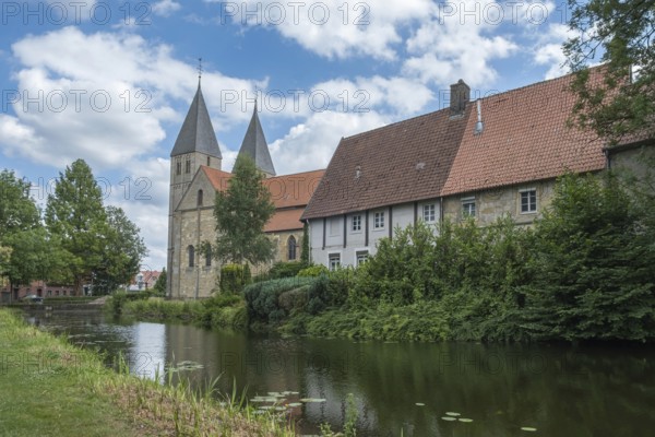 Langenhorst Abbey, church and abbey building, abbey district, Ochtrup, Münsterland, North Rhine-Westphalia, Germany
