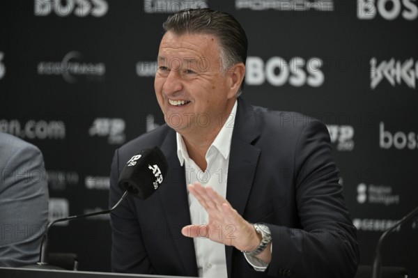 PK Press Conference, Tournament Director Edwin Weindorfer, smiles, gesture gesture tennis, ATP 250, BOSS Open 2025, Stuttgart, Baden-Württemberg, Germany