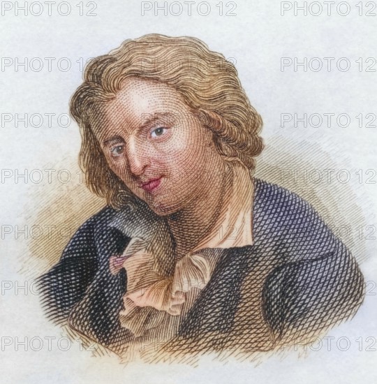 Johann Christoph Friedrich Schiller, from 1802 von Schiller, (born 10 November 1759 in Marbach am Neckar, died 9 May 1805 in Weimar), was a German poet, philosopher, historian and physician, coloured woodcut from Crabbe's Historical Dictionary from 1825, Historical, digital reproduction