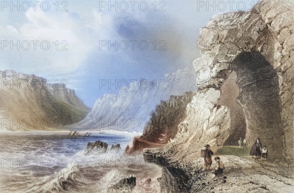 Glengariff, County Cork, Ireland, from the Landscape and Antiquities of Ireland, 1841, digital reproduction of a historical model