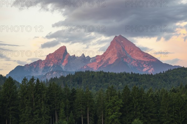 Morning alpenglow with a view of the Watzmann