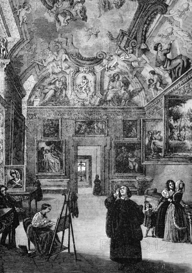 The Palazzo Borghese, a palace in Rome, Italy, and the headquarters of the Borghese family, digital reproduction of a historical model