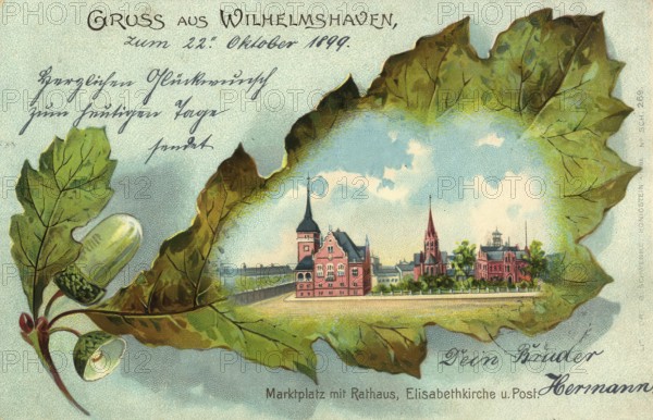 Historical postcard, picture postcard, Wilhelmshaven, Lower Saxony, Germany, digitally enhanced reproduction of an original from around 1900, picture postcard