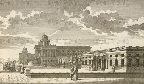 The royal palace near Potsdam, Germany, around 1880, digitally restored reproduction of a 19th century illustration, historical, exact date unknown