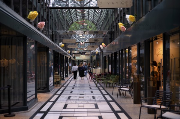 Calwer Passage, shopping arcade, shopping centre, roofed, mixed light, Stuttgart, Baden-Württemberg, Germany
