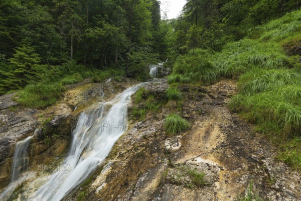 View of the Höllenbach bridge on the Alpine road. Weissbach gorge near Inzell, Schneizlreuth