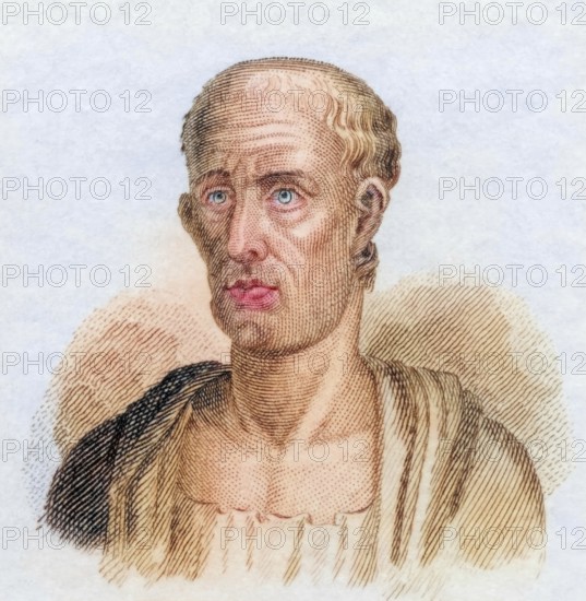 Asclepiades, C. 124/129 To 40 Bc. Greek physicist, coloured woodcut from Crabbe's Historical Dictionary from 1825, Historical, digital reproduction