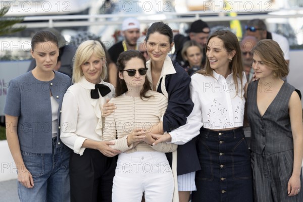 Cannes, France - 15.5.2024: Angelina Woreth, Mélanie Laurent, Sevan Kalayjian Everitt, Josephine Japy, Yinka Bokinni, Sarah Pachoud during the photocall for QUI BRILLE AU COMBAT (THE WONDERERS) during the 78th Cannes International Film Festival. The film festival takes place from 13 to 24 May 2025
