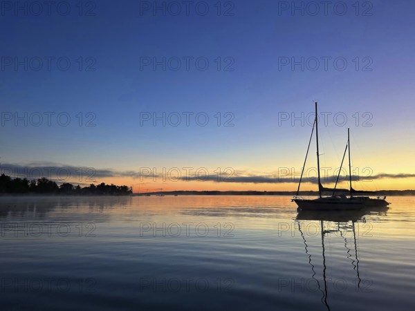 Evening atmosphere, sailing boats on Lake Starnberg, Bavaria, Germany