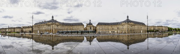 Panorama of Miroir d'eau and Place de la Bourse, Bordeaux, Gironde, Nouvelle-Aquitaine, France