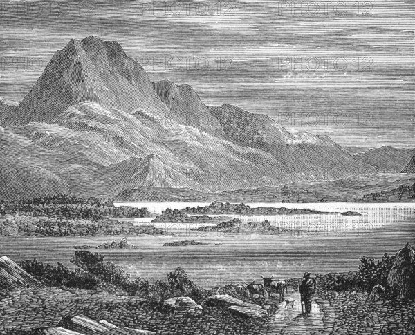 Herdsman above Lough Maree, around 1870, Ross-shire, Scotland, digital reproduction of a historical model