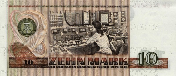 Banknote, banknote, 10 Deutsche Mark, GDR, reproduction of a historical banknote