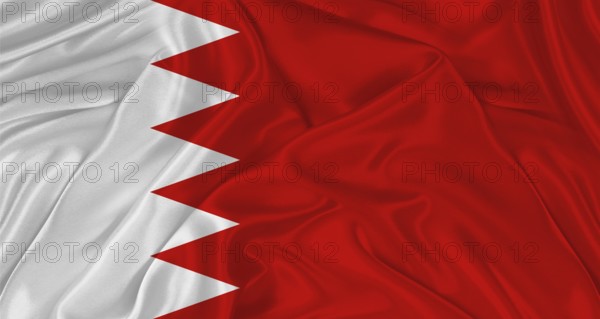 Flag of Bahrain with cloth texture. Close up of Bahrain flag waving