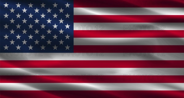 American flag with fabric texture. Realistic flag of USA waving