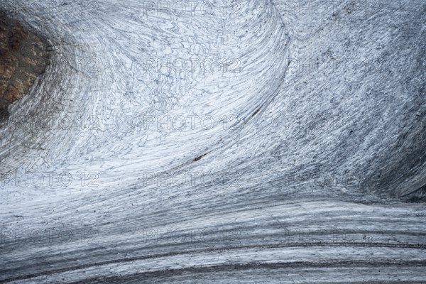 Structure of flowing glacier ice, detail, Übeltalferner glacier, Stubai Alps, South Tyrol, Italy