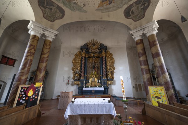 Chancel of St Vitus Church, rotunda in neo-Romanesque style built in 1891, Burglengenfeld, Upper Palatinate, Bavaria, Germany