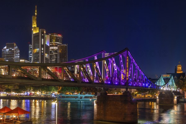 Frankfurt sets an example: The Eiserner Steg will shine in rainbow colours for Christopher Street Day (CSD) . Under the motto Never again silent - Frankfurt is loud, the Main metropolis will be celebrating this year's CSD for the first time from Thursday 17 to Sunday 20 July on the banks of the Main, Eiserner Steg, Frankfurt am Main, Hesse, Germany