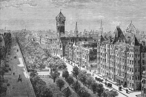 Commonwealth Avenue, Boston, c. 1870, America, digital reproduction of a historical original