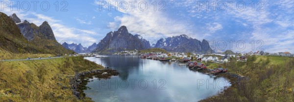 Beautiful Reine fishing village, scenic dramatic views of Lofoten islands in Norway