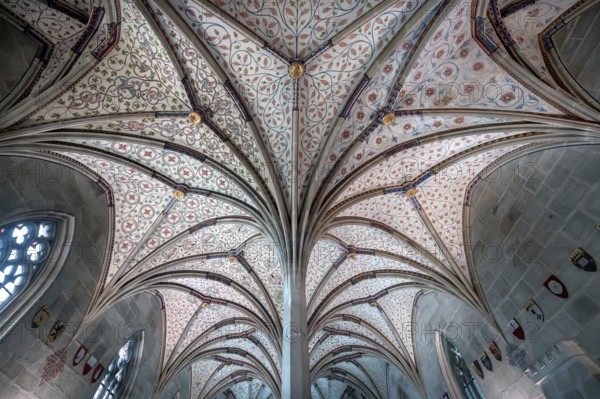 Vaults in the summer refectory, early 14th century, remodelled in the 19th century, Bebenhausen Monastery, Bebenhausen district of Tübingen, Baden-Württemberg, Germany