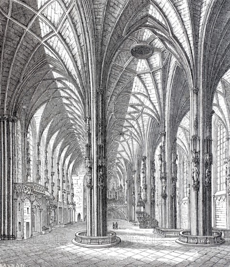 Interior of St Stephen's Cathedral, Stephansdom, in Vienna, Austria, Historical, digitally enhanced reproduction of a model from around 1860