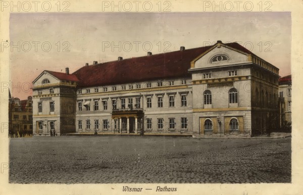 Historical postcard, picture postcard, town hall in Wismar, Mecklenburg-Western Pomerania, Germany, digitally enhanced reproduction of an original from around 1900, picture postcard