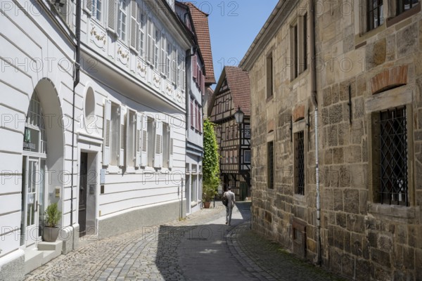 The Webergasse in the historic old town of Esslingen with the Konstanzer Pfleghof, Esslingen am Neckar, district of Esslingen, Baden-Württemberg, Germany