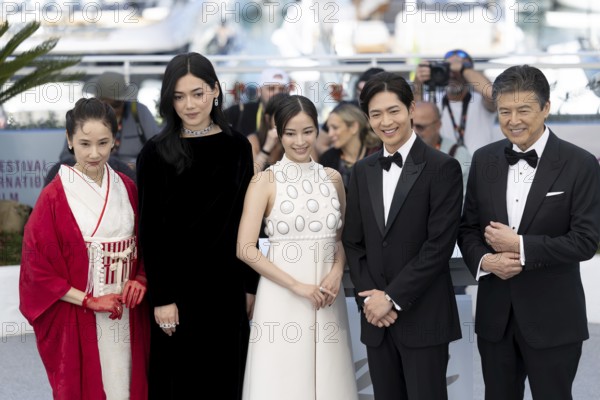 Cannes, France - 15.5.2024: Yo Yoshida, Camilla Aiko, Suzu Hirose, Kouhei Matsushita and Tomokazu Miura during the photocall for A PALE VIEW OF HILLS at the 78th Cannes International Film Festival. The film festival takes place from 13 to 24 May 2025