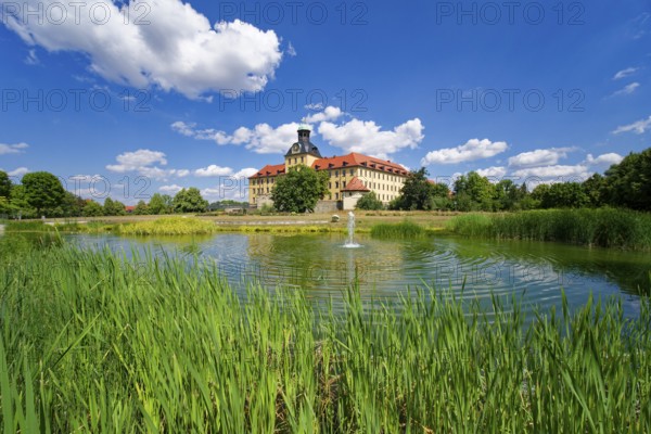 Johannisteich, castle park, Museum Zeitzer Schloss Moritzburg, early baroque style, water reflection, Zeitz, Saxony-Anhalt, Germany