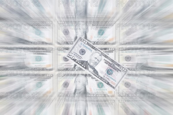 US dollar notes, 10 dollars, 50 dollars, banknotes, zoom effect