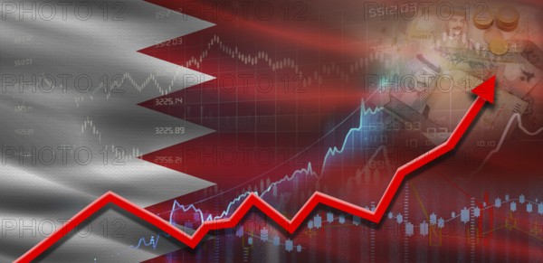Bahrain financial growth on market graph. Bahrain economic growth on financial graph