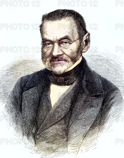 Charles Sealsfield, actually Carl Anton Postl, 1793-1864, was an Austrian and US-American writer, coloured woodcut from 1864