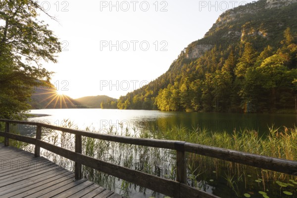 Sunrise in summer at Lake Thumsee near Bad Reichenhall