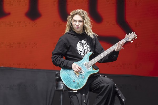 Daniela Villarreal Vélez, singer of The Warning at the Rock am Ring Festival on Sunday, Nürburgring race track race track, 08.06.2025